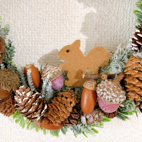 冬の森の動物たちリース｜クリスマスリース リース Shiroan Floral