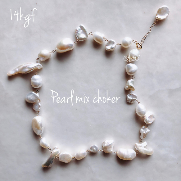 14kgf使用♡ Pearl mix choker ♡卒業式♡入園式♡入学式♡ 1枚目の画像