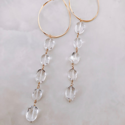 14kgf♡crystal hoop long pierce 2枚目の画像