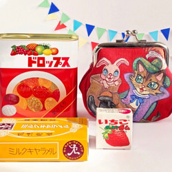 がま口 ポーチ 帆布【 長靴を履いた猫 】ハンドペイント 小物入れ がまぐち Creema限定 猫 7枚目の画像