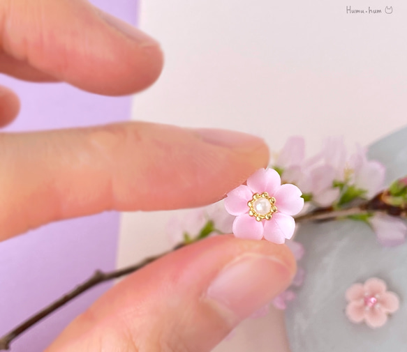 sugar  pink sakura(桜)イヤリング　(ピアスに変更できます) 受注制作 3枚目の画像