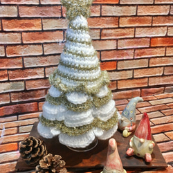 【再販】ゆき糸 クリスマスツリー ニットツリー スノーゴールド(大） 2枚目の画像