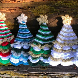 【再販】ゆき糸 クリスマスツリー ニットツリー スノーゴールド(大） 3枚目の画像
