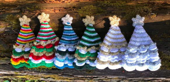 【再販】ゆき糸 クリスマスツリー ニットツリー スノーゴールド(大） 3枚目の画像