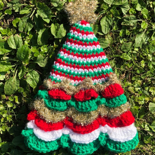 ゆき糸 クリスマスツリー ニットツリー 手編み/定番クリスマスカラー