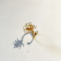 金箔淡水珍珠造型花戒指 第3張的照片