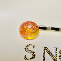 琉球ガラスナギットヘアピン オレンジ 2枚目の画像