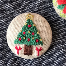 刺繍ヘアゴム/ブローチ　クリスマスツリー 1枚目の画像