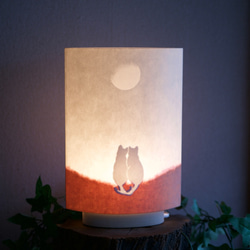 「睦 Mutsumi (カップル/ベージュ)」和紙de夜空の猫ランプ 2枚目の画像
