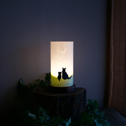 「Nuku Nuku (ミント)」和紙de夜空の<黒猫>ランプ 1枚目の画像