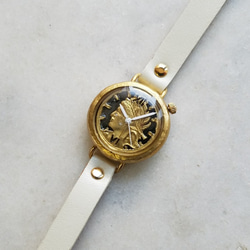 Coin（ローマ）ゴールド　コインをモチーフにした手作り腕時計　MADE　IN　JAPAN 2枚目の画像