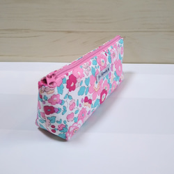 帆布ペンケース　リバティプリントベッツィ使用　花柄　ピンク 2枚目の画像