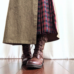 細見え★ブリティッシュチェック＆カーゴコンビのタック巻きスカート 1枚目の画像