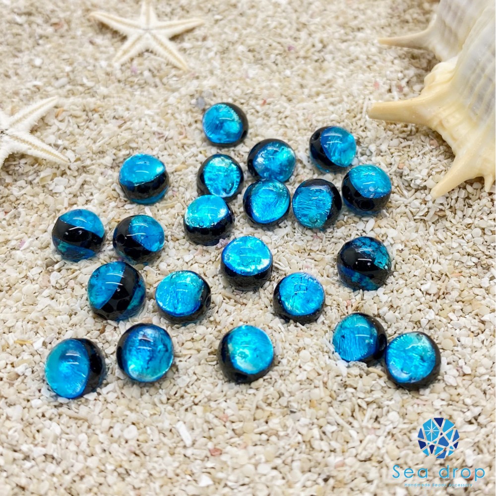 Sea drop ホタルガラス イリオモテブルー 6mm 一連 40cmビーズ 蓄光タイプ とんぼ玉 081tt-06