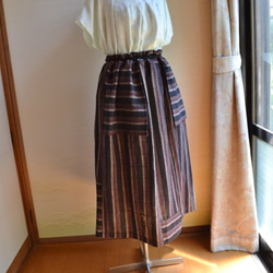 着物リメイク　木綿ギャザースカート　Ｊ-24 5枚目の画像