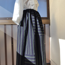 着物リメイク　木綿ギャザースカート　Ｊ-15 3枚目の画像