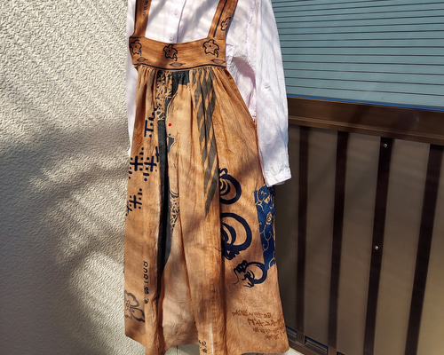 柿渋染め 手拭いからエプロン J-48 その他トップス アトリエ 明 通販