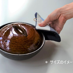 リネン　鍋つかみ　ネイビー　鍋敷き　手のひらサイズ　リトアニアリネン 5枚目の画像