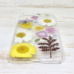 【送料無料】押し花iPhoneケース＊ナチュラルガーデン＊綺麗で可愛い本物のお花のハンドメイドスマホケース 5枚目の画像