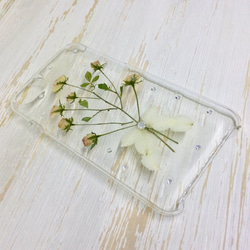【送料無料】押し花iPhoneケース＊バラのつぼみブーケ＊綺麗で可愛い本物のお花のハンドメイドスマホケース 2枚目の画像