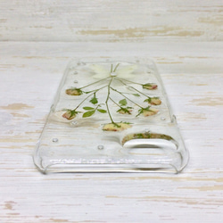 【送料無料】押し花iPhoneケース＊バラのつぼみブーケ＊綺麗で可愛い本物のお花のハンドメイドスマホケース 4枚目の画像