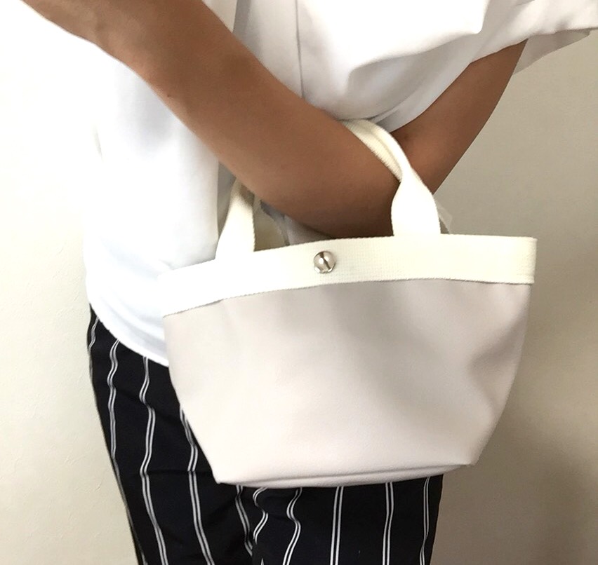 選ぶなら 合皮トート ライトグレー×ホワイト サイズS トートバッグ バッグ