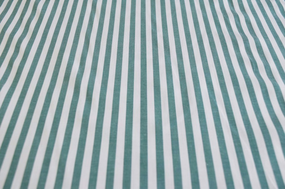 【119cm幅】bansyuori播州織　コットン　緑×白ストライプ 3枚目の画像