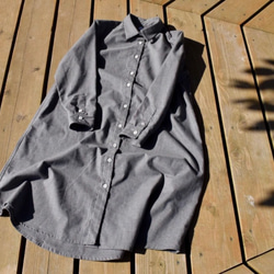 ¥3000-OFF黒板 wool/cotton  shirt  onepiece シャツワンピース 1枚目の画像