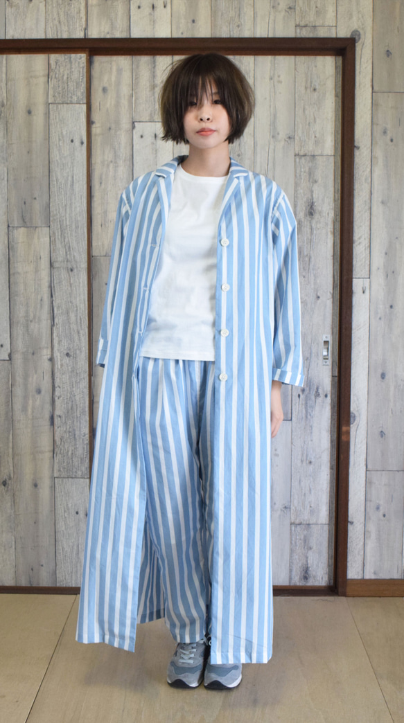 ¥4000-off ladies shirt coat bansyuori ストライプ　シャツコート 2枚目の画像