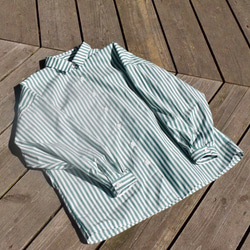 おうち時間SALE　bansyuori cotton wide shirt コットン　 ストライプ　ワイドシャツ 2枚目の画像