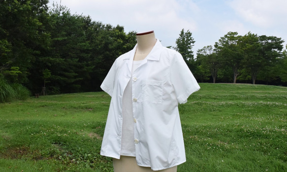 1枚限定　播州織　bansyuori cotton 　リラックス　リゾートワイドシャツ 4枚目の画像