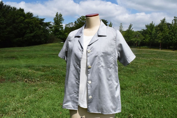 1枚限定　播州織　bansyuori cotton 　リラックス　リゾートワイドシャツ 3枚目の画像