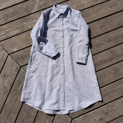 おうち時間SALE linen/cotton shirt onepiece 　播州織　シャツワンピース 1枚目の画像