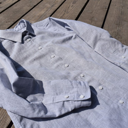 おうち時間SALE linen/cotton shirt onepiece 　播州織　シャツワンピース 2枚目の画像
