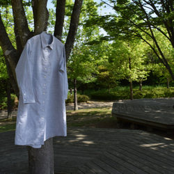 おうち時間SALE linen/cotton shirt onepiece 　播州織　シャツワンピース 3枚目の画像