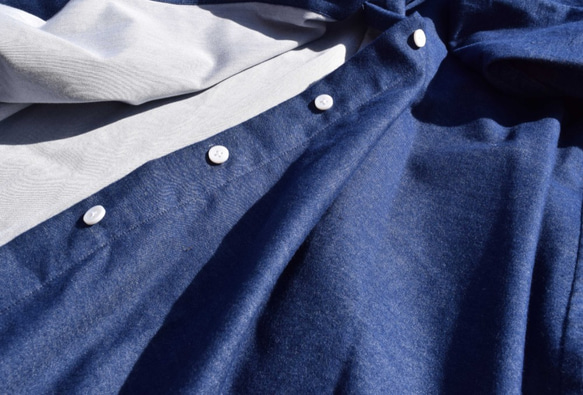 新色『warm blue』 shirt onepiece 　播州織　シャツワンピース 2枚目の画像
