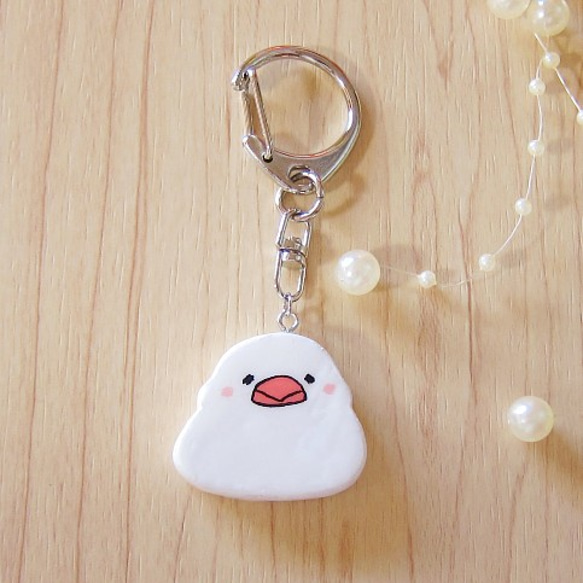 石塑粘土 粘土 白文鳥 キーホルダー 文鳥 ハンドメイド 手作り その他