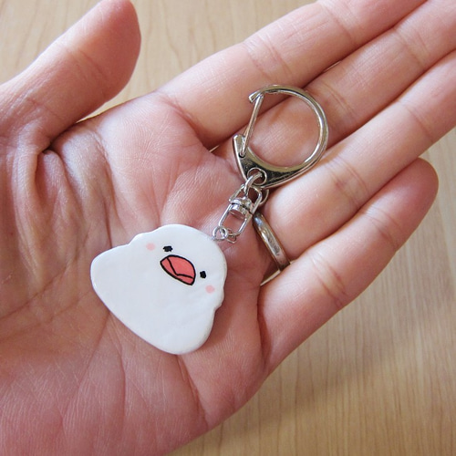 石塑粘土 粘土 白文鳥 キーホルダー 文鳥 ハンドメイド 手作り その他