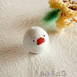 SALE【再販】人気☆白文鳥の置物　陶土　オブジェ　文鳥 2枚目の画像