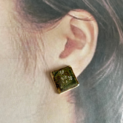 陶器ピアス　ドライフラワー 1枚目の画像