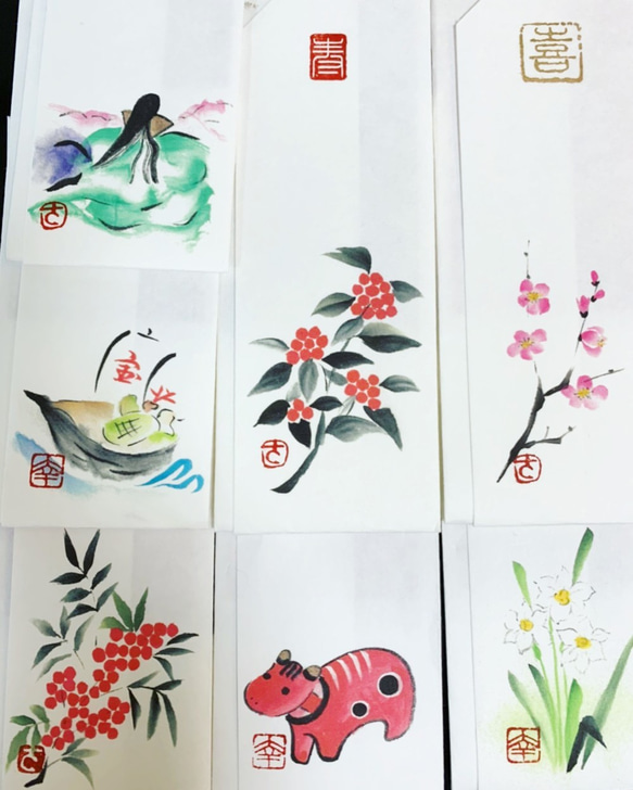 お正月祝箸袋3点＆敷紙3枚セット/3 Chopstick bags & Papermats for New Year's 4枚目の画像