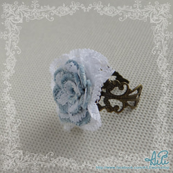 Denim Lace Flower Ring 2枚目の画像