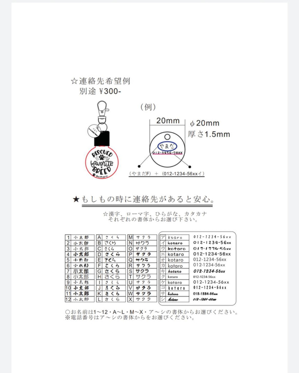 ☆(大) ペットお散歩LED・USB充電式☆名前入れキーホルダー 10枚目の画像