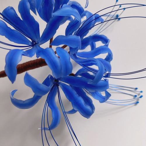 彼岸花のかんざし 曼珠沙華の一本簪 青 かんざし メノ工房 通販