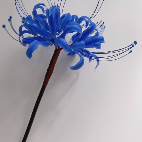 彼岸花のかんざし 曼珠沙華の一本簪 青 かんざし メノ工房 通販