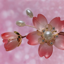 硝子花のヘアクリップ 桜小枝 8枚目の画像