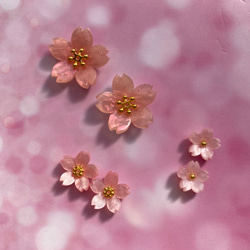 桜のピアス/イヤリング　シェル風ピンク色　大中小選べるサイズ 1枚目の画像
