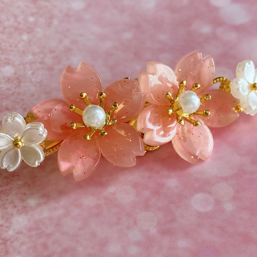 桜のヘアクリップ オーロラピンク色 ヘアクリップ・バナナクリップ