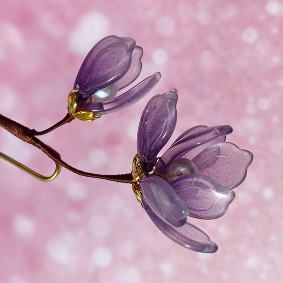 紫木蓮のかんざし Uピン簪 1枚目の画像