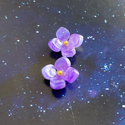 みずみずしい紫陽花のピアス/イヤリング　星空グラデーション 2枚目の画像